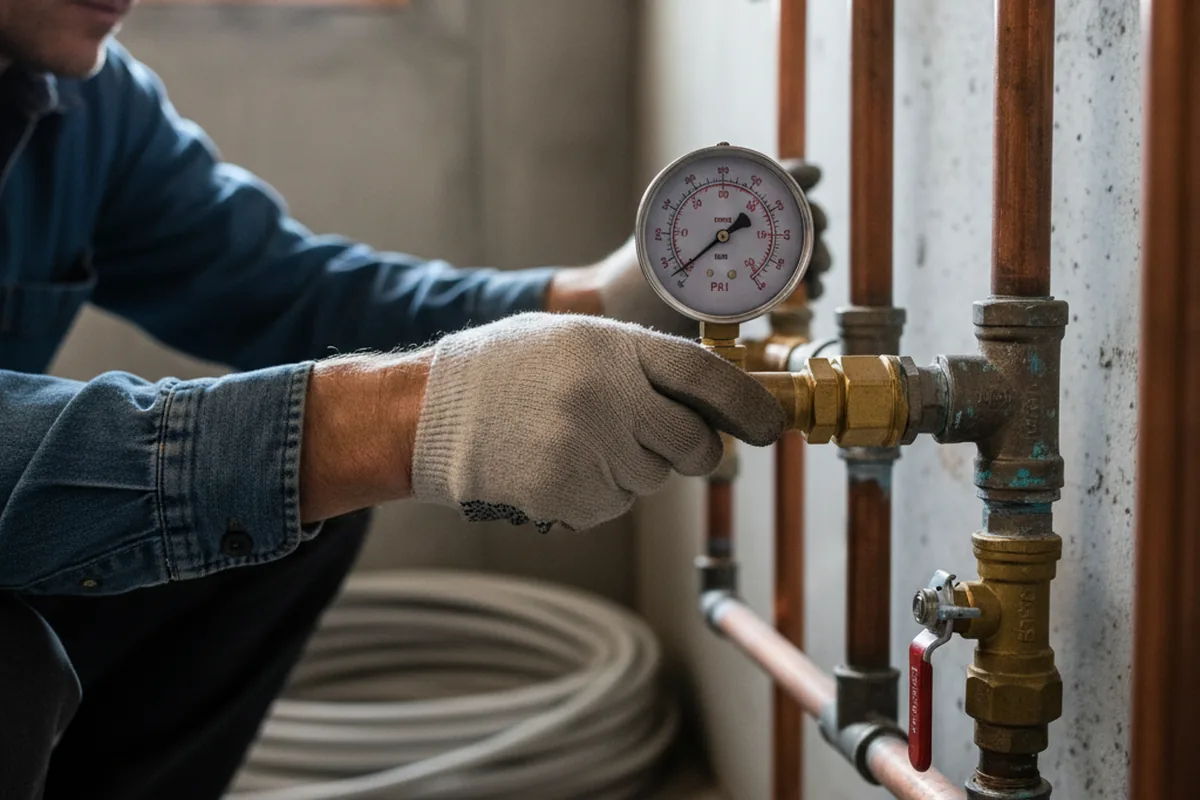 Pressure testing a repaired line during Water Line Repair in Archer